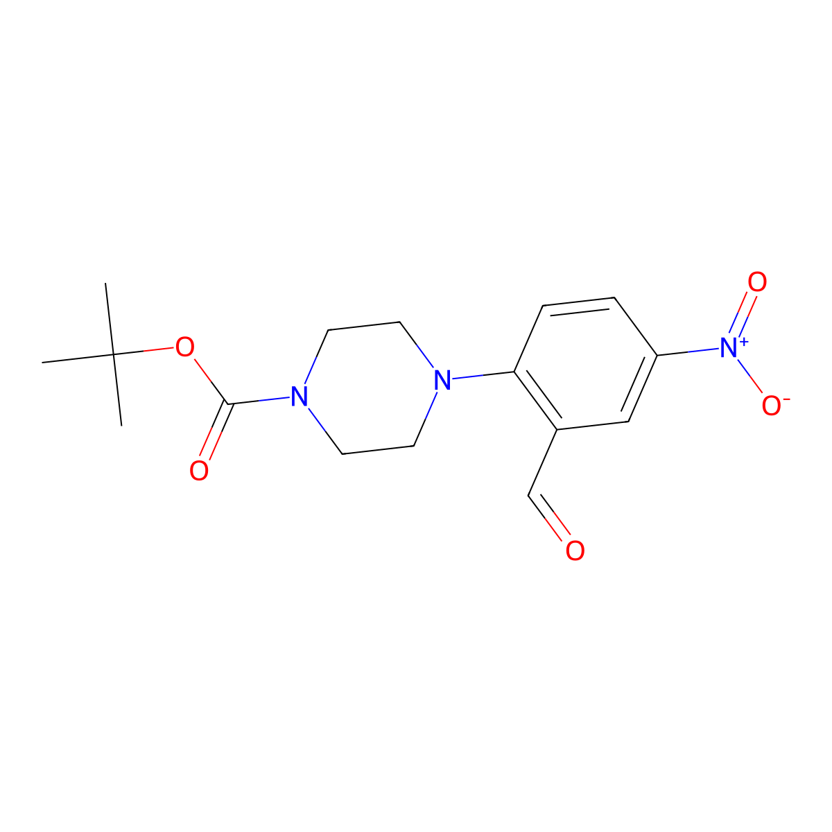 Tert-butyl 4-(2-formyl-4-nitrophenyl)piperazine-1-carboxylate molecular structure, CAS 1017782-93-2