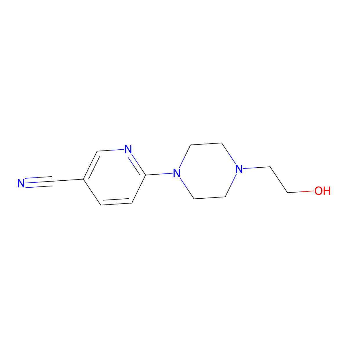 6-[4-(2-Hydroxyethyl)piperazino]nicotinonitrile molecular structure, CAS 1017782-95-4