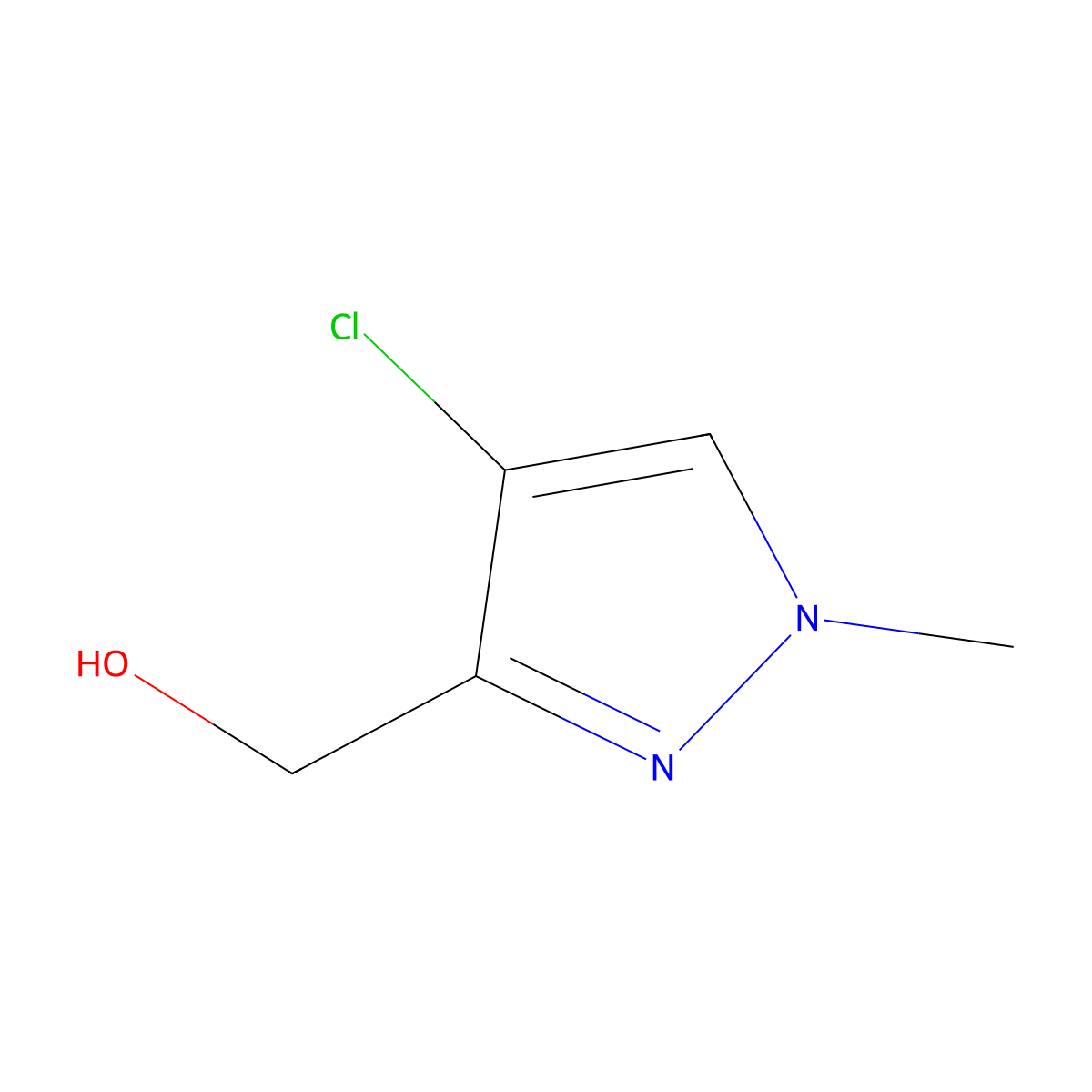 (4-chloro-1-methyl-1H-pyrazol-3-yl)methanol molecular structure, CAS 1017783-29-7