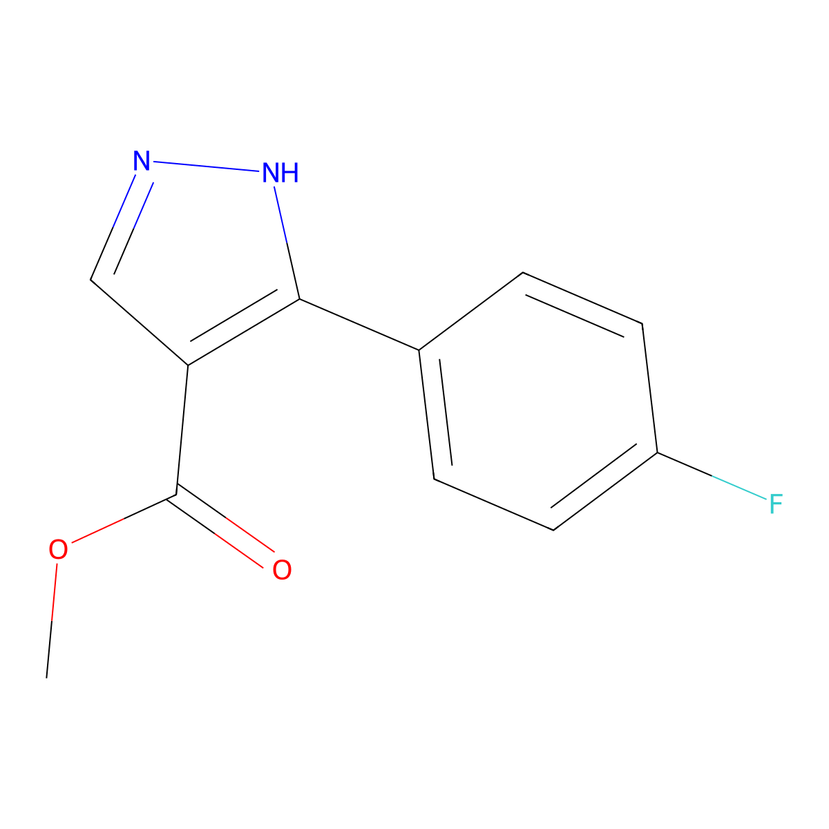Methyl 3-(4-fluorophenyl)-1H-pyrazole-4-carboxylate molecular structure, CAS 1017784-36-9