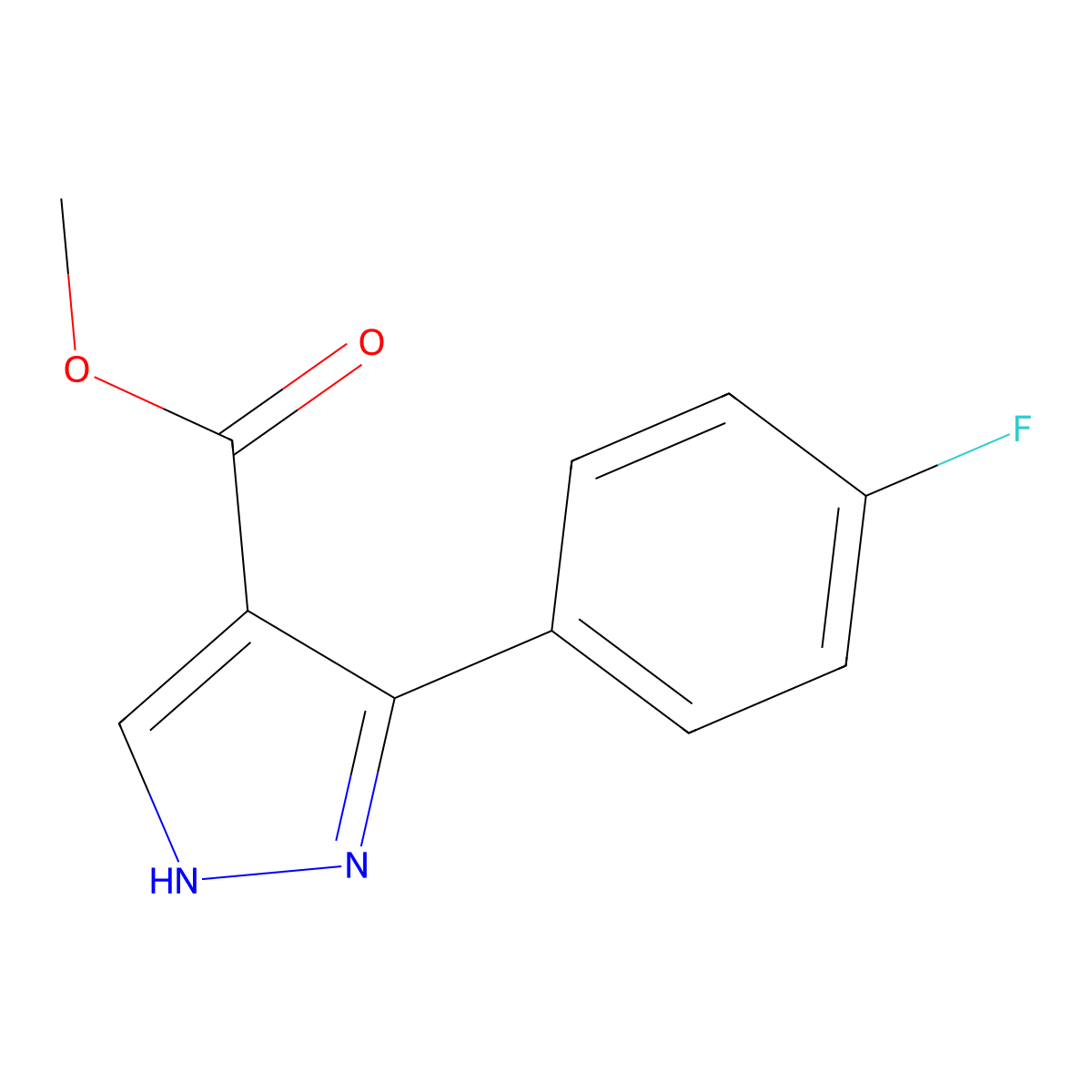 Methyl 3-(4-fluorophenyl)-1H-pyrazole-4-carboxylate molecular structure, CAS 1017784-36-9