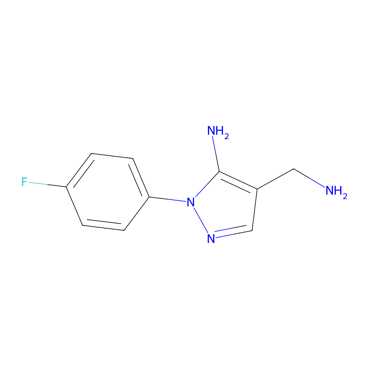 4-(Aminomethyl)-1-(4-fluorophenyl)-1H-pyrazol-5-amine molecular structure, CAS 1017785-26-0