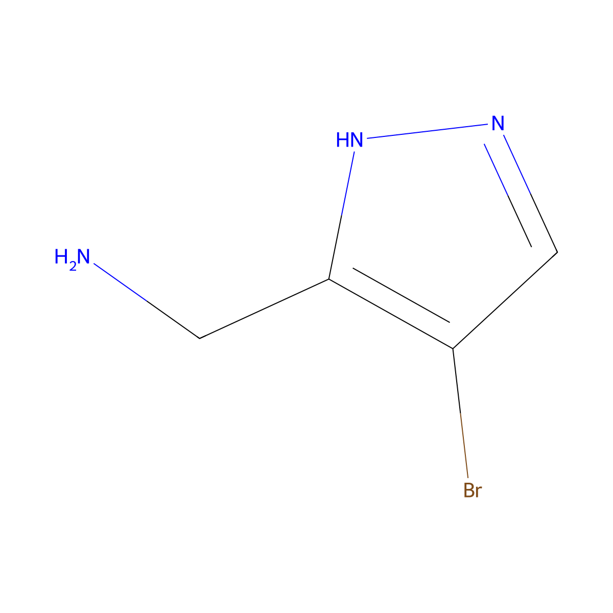 (4-bromo-1H-pyrazol-5-yl)methanamine molecular structure, CAS 1017785-35-1