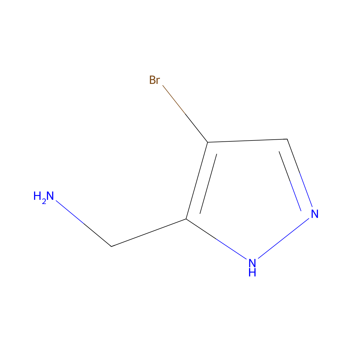 (4-bromo-1H-pyrazol-5-yl)methanamine molecular structure, CAS 1017785-35-1