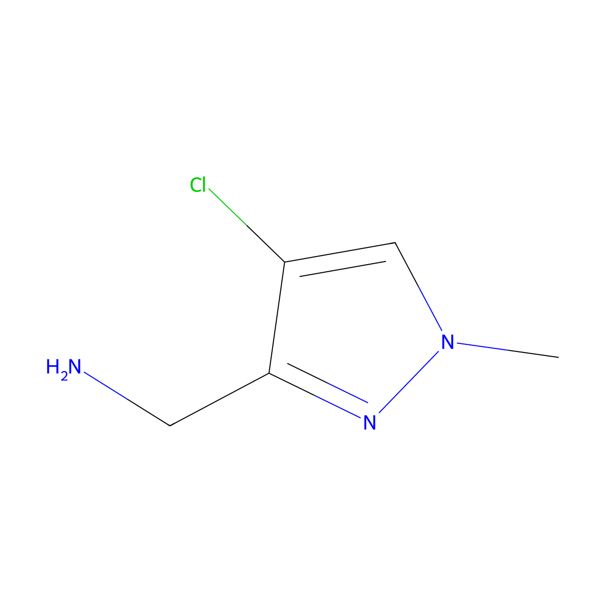 (4-chloro-1-methyl-1H-pyrazol-3-yl)methanamine molecular structure, CAS 1017785-44-2