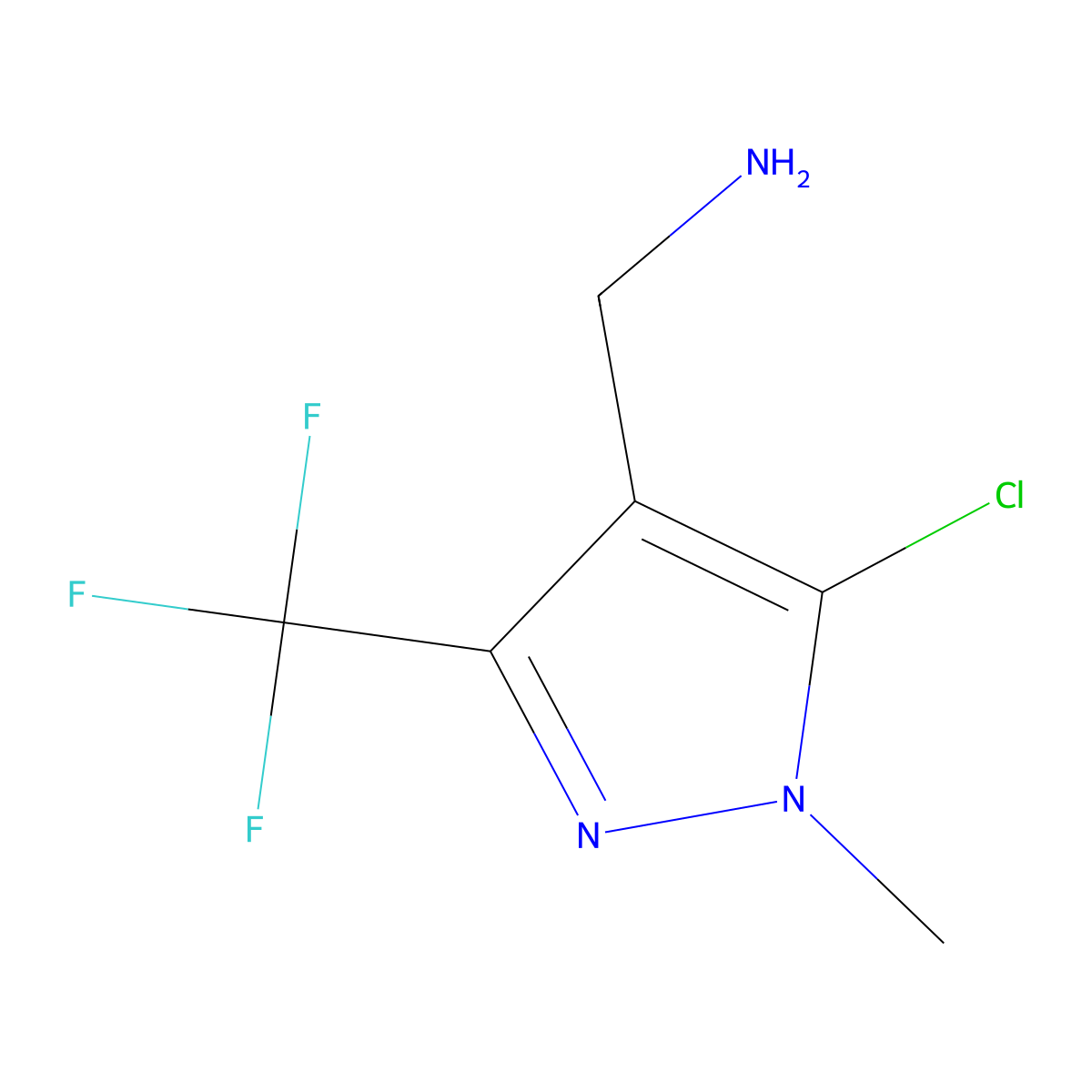 [5-chloro-1-methyl-3-(trifluoromethyl)-1H-pyrazol-4-yl]methanamine molecular structure, CAS 1017785-50-0