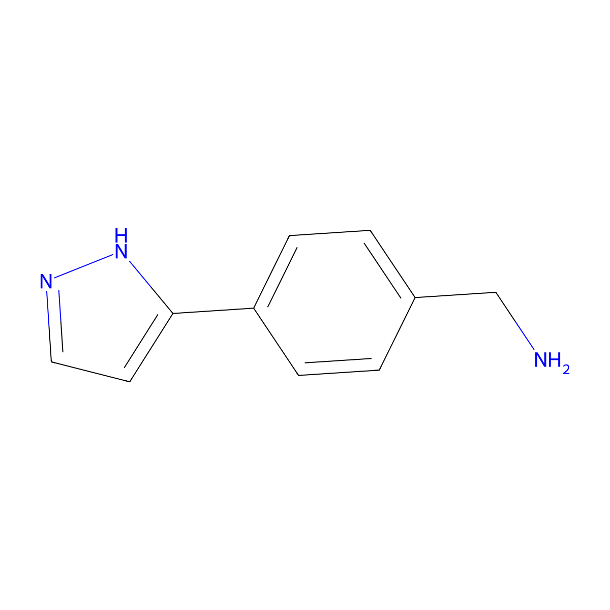 (4-(1H-Pyrazol-5-yl)phenyl)methanamine molecular structure, CAS 1017785-80-6