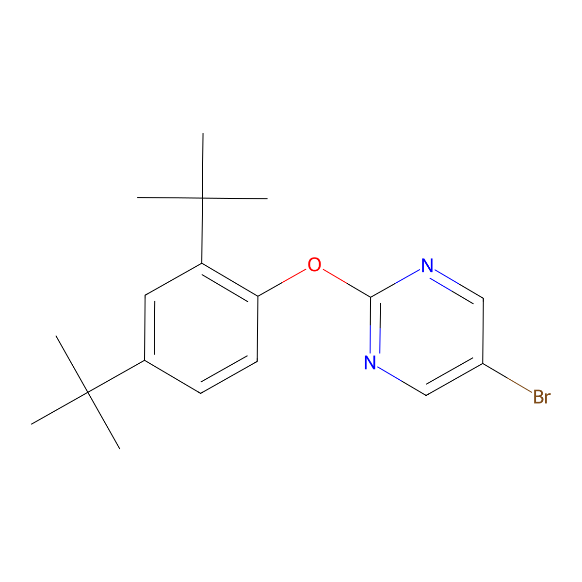 5-Bromo-2-(2,4-di-tert-butylphenoxy)pyrimidine molecular structure, CAS 1017788-99-6