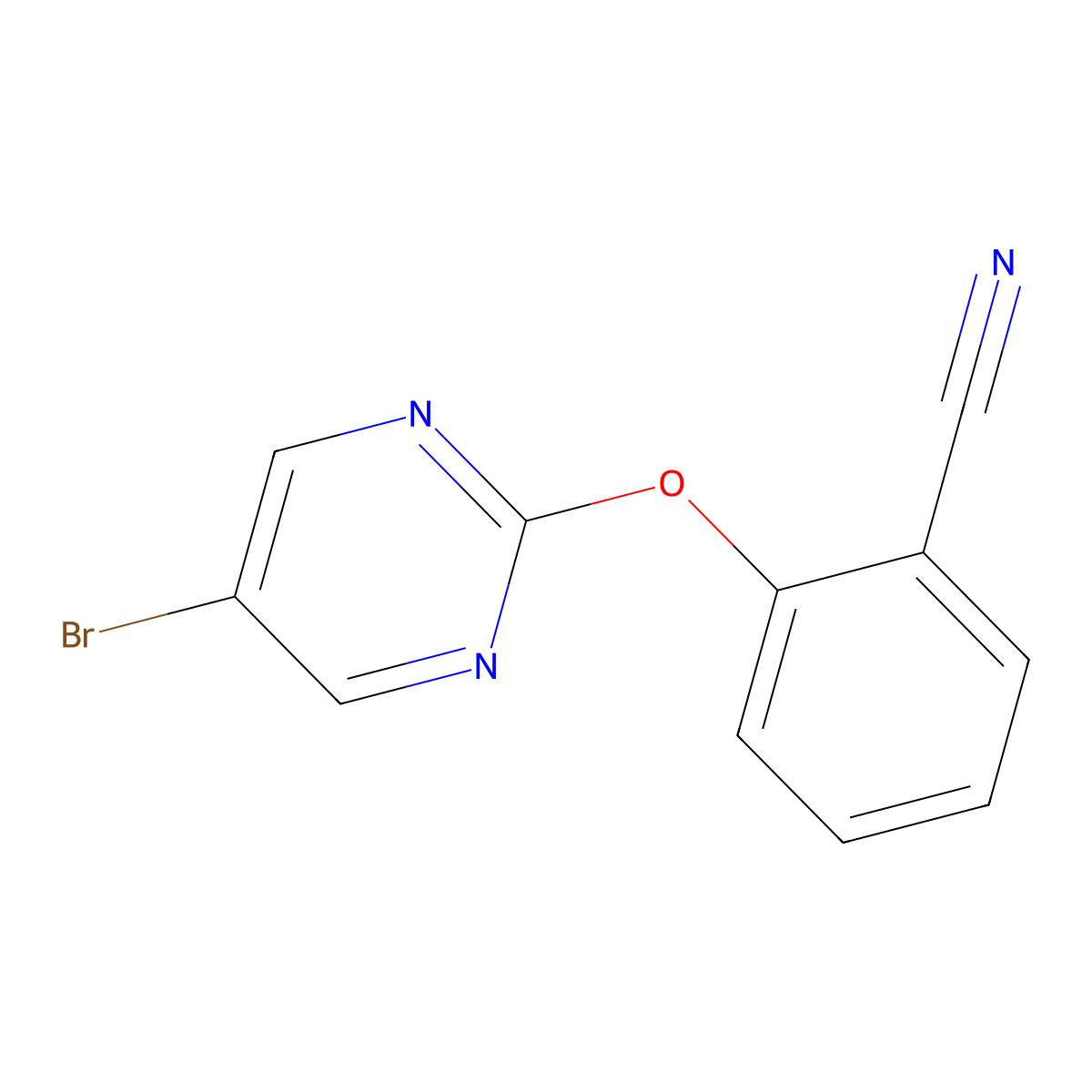 2-(5-Bromo-pyrimidin-2-yloxy)-benzonitrile molecular structure, CAS 1017789-04-6