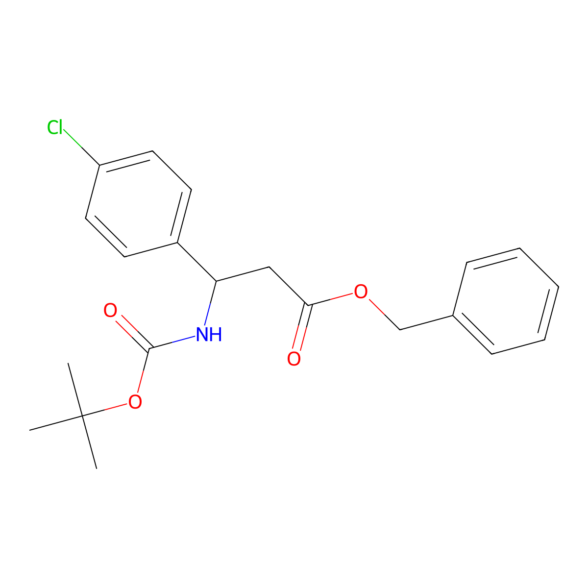 Benzyl 3-((tert-butoxycarbonyl)amino)-3-(4-chlorophenyl)propanoate molecular structure, CAS 1017789-39-7