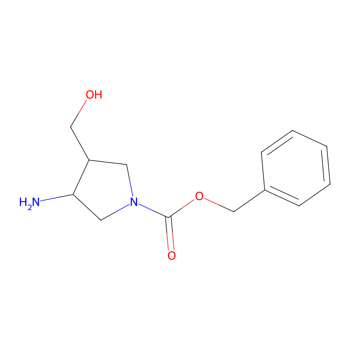 Benzyl 3-amino-4-(hydroxymethyl)pyrrolidine-1-carboxylate molecular structure, CAS 1017789-40-0