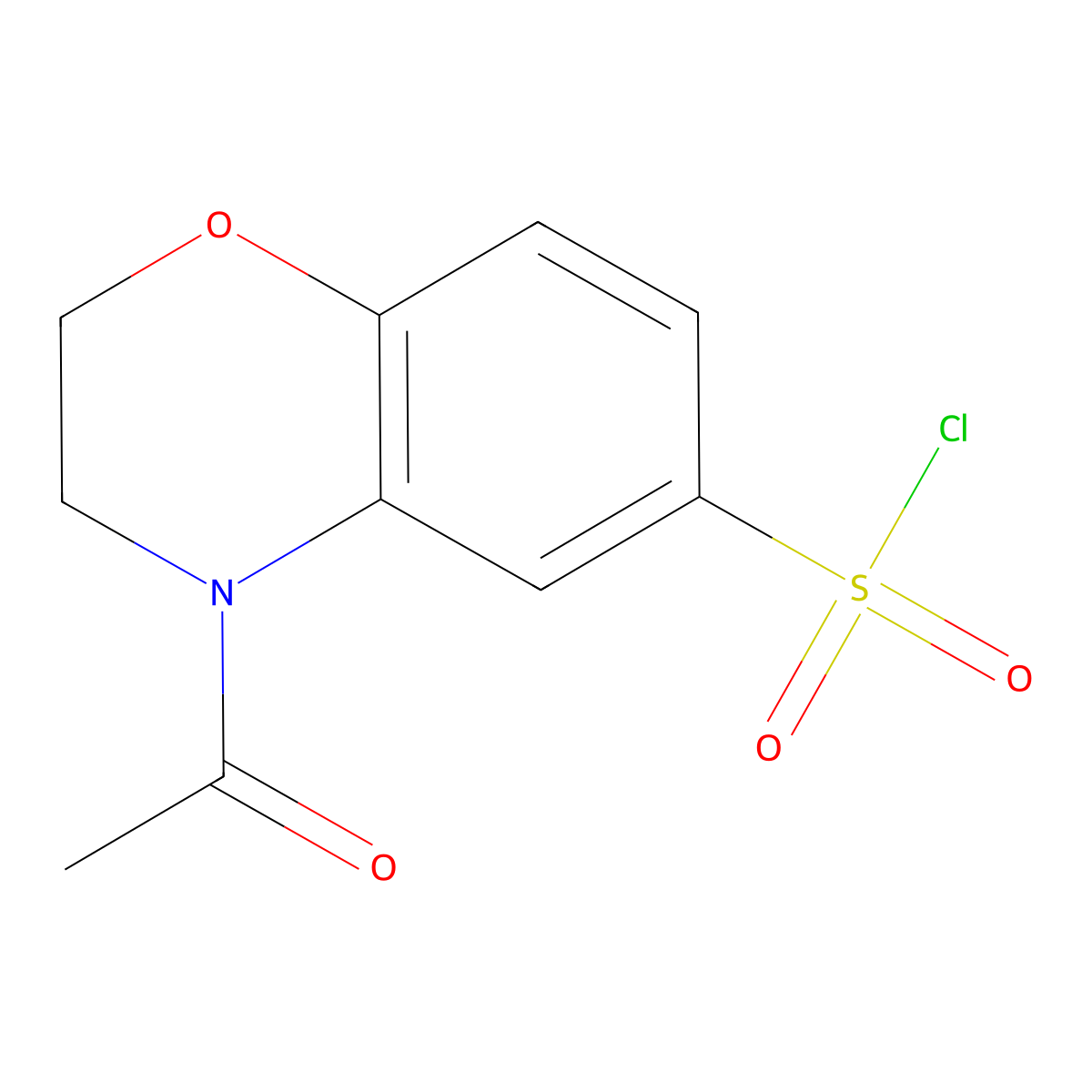 4-acetyl-3,4-dihydro-2H-1,4-benzoxazine-6-sulfonyl chloride molecular structure, CAS 1017791-37-5