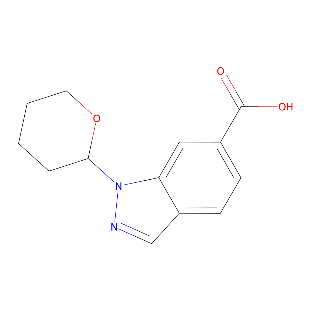 1-(Tetrahydro-2H-pyran-2-yl)-1H-indazole-6-carboxylic acid molecular structure, CAS 1017792-97-0