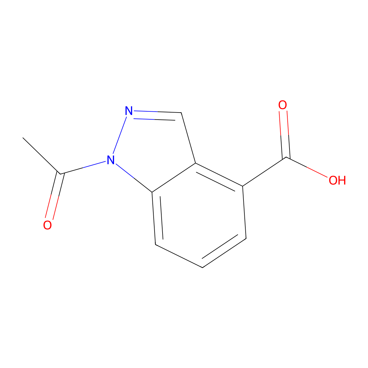 1-acetyl-1H-indazole-4-carboxylic acid molecular structure, CAS 1017793-12-2
