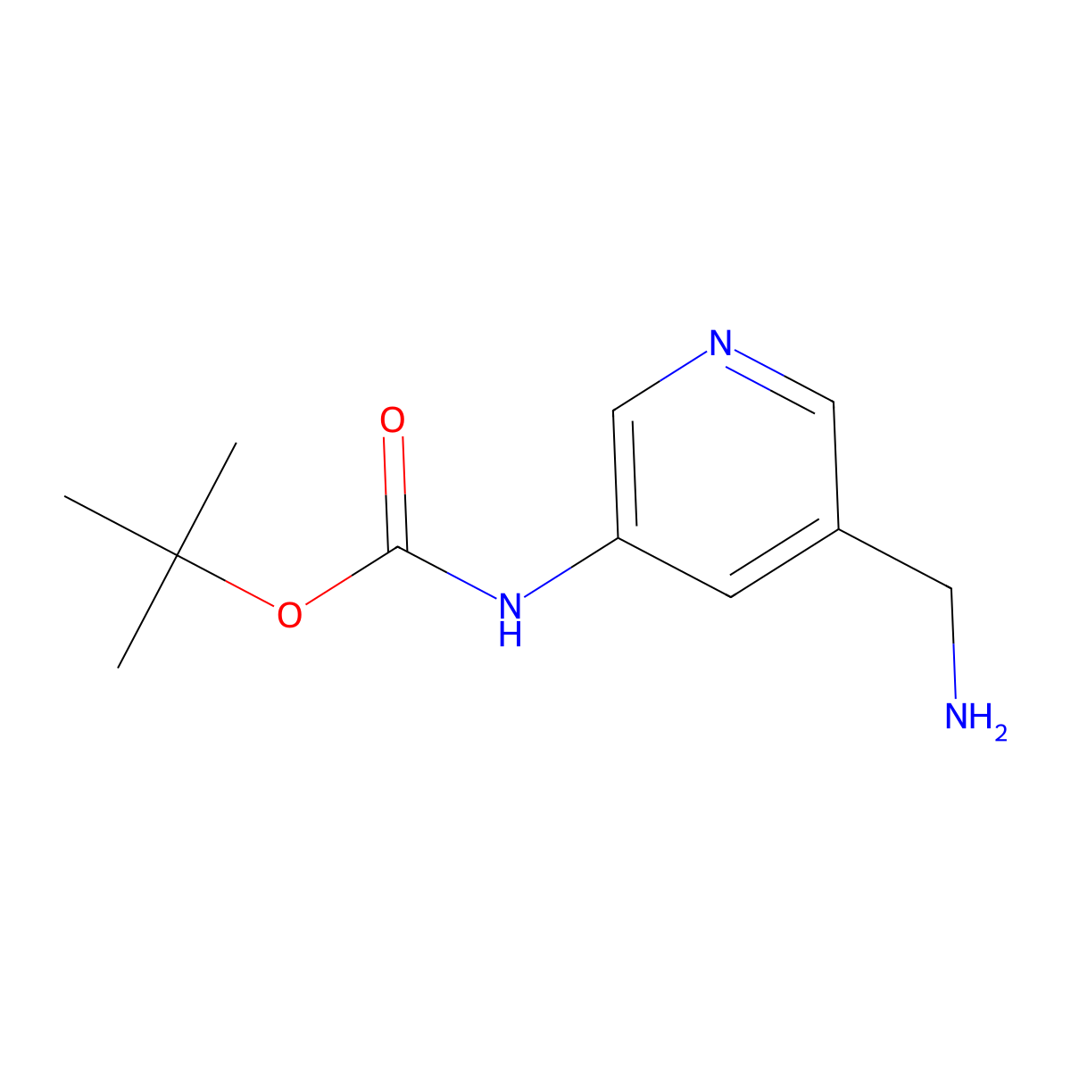 tert-butyl N-(5-(aminomethyl)pyridin-3-yl)carbamate molecular structure, CAS 1017793-23-5