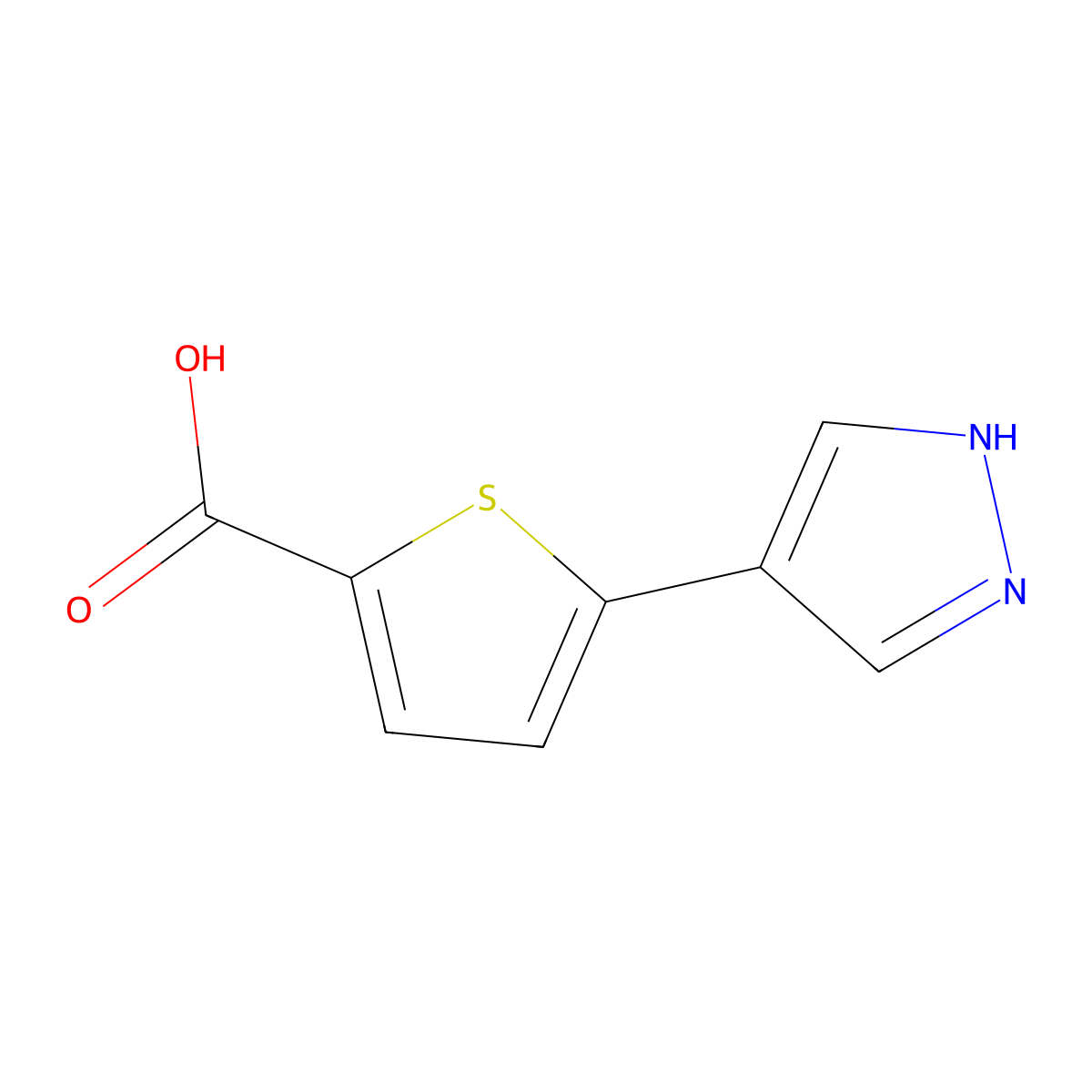 5-(1H-Pyrazol-4-yl)thiophene-2-carboxylic Acid molecular structure, CAS 1017794-49-8