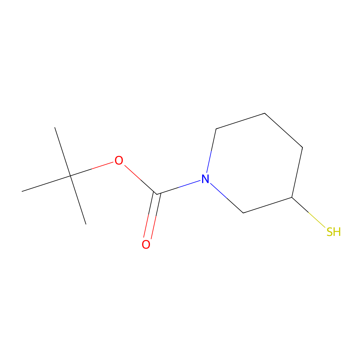 Tert-butyl 3-sulfanylpiperidine-1-carboxylate molecular structure, CAS 1017798-34-3