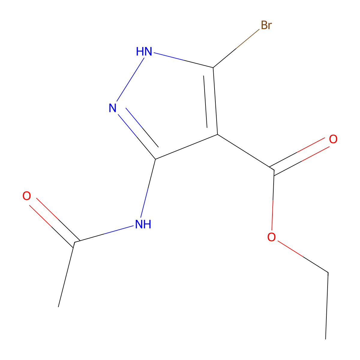 ethyl 3-acetamido-5-bromo-1H-pyrazole-4-carboxylate molecular structure, CAS 1017802-87-7