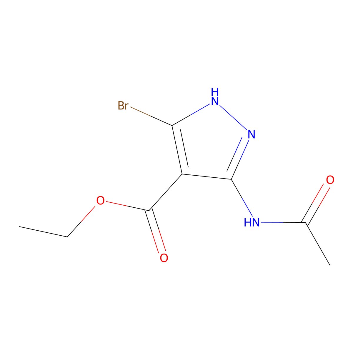 ethyl 3-acetamido-5-bromo-1H-pyrazole-4-carboxylate molecular structure, CAS 1017802-87-7