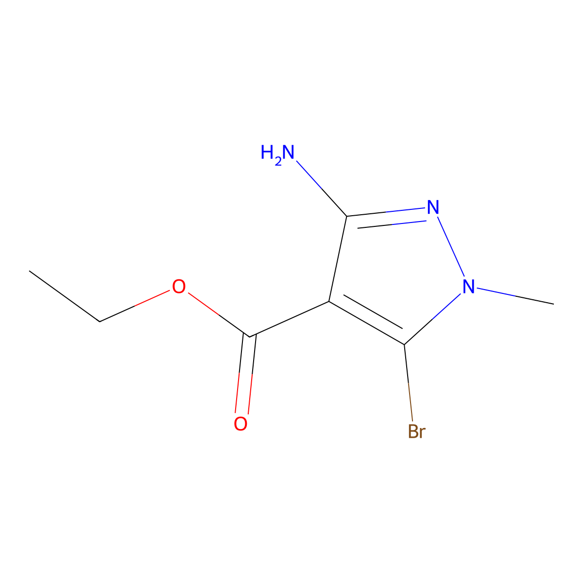 Ethyl 3-amino-5-bromo-1-methyl-1H-pyrazole-4-carboxylate molecular structure, CAS 1017802-90-2