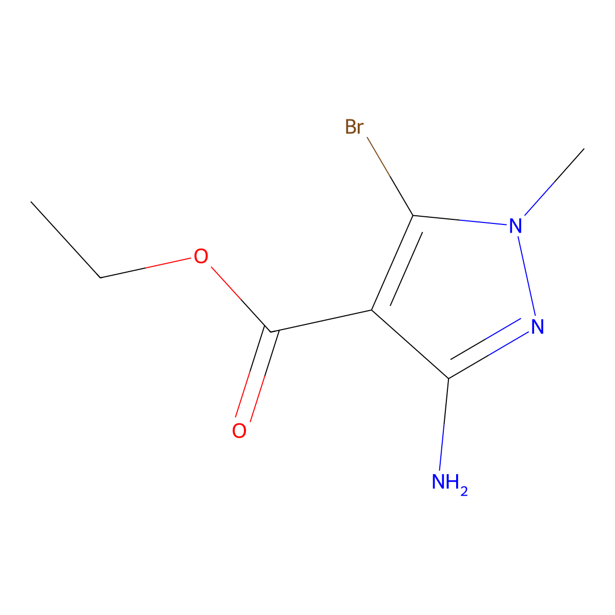 Ethyl 3-amino-5-bromo-1-methyl-1H-pyrazole-4-carboxylate molecular structure, CAS 1017802-90-2