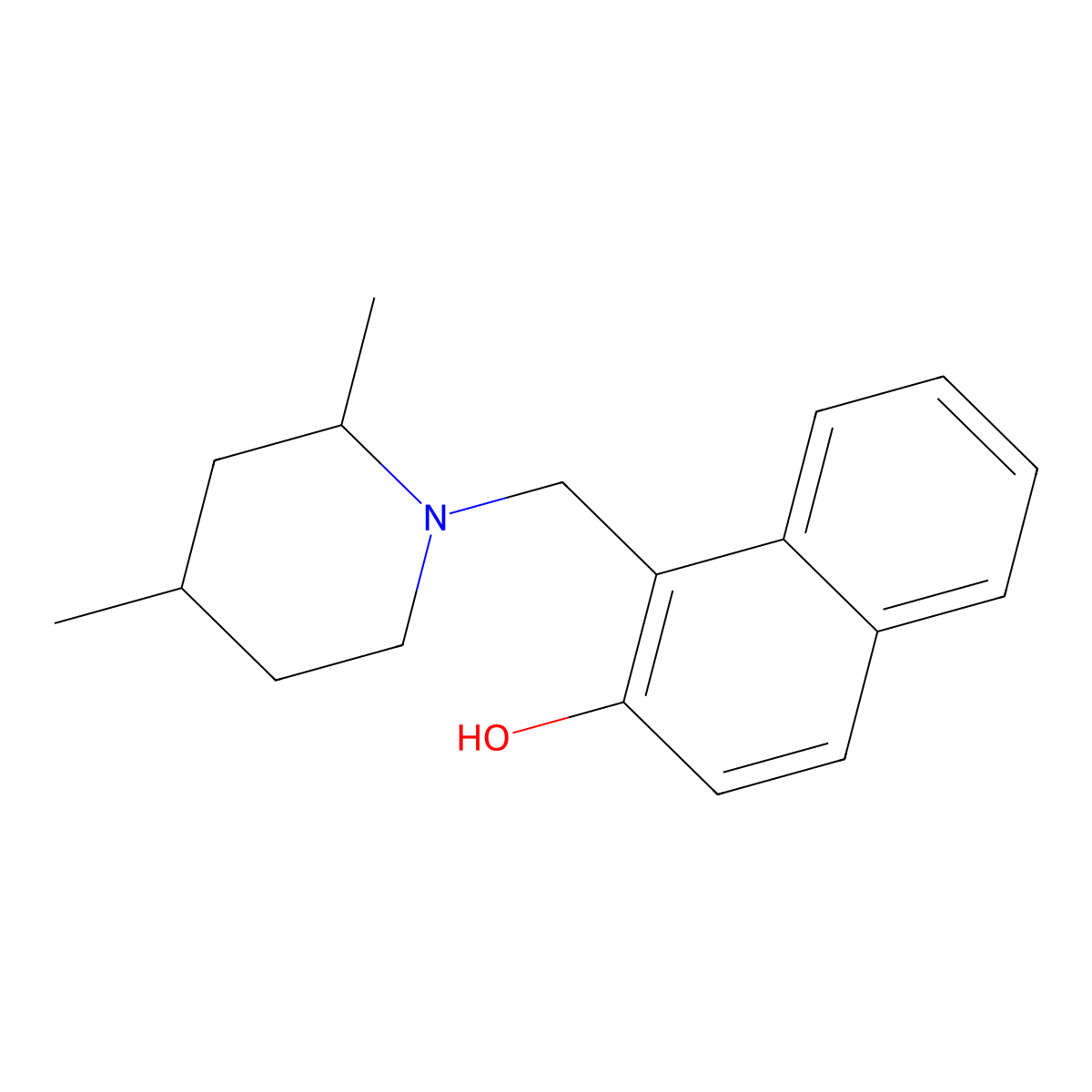 2-Naphthol, 1-((2,4-dimethylpiperidino)methyl)- molecular structure, CAS 101781-39-9