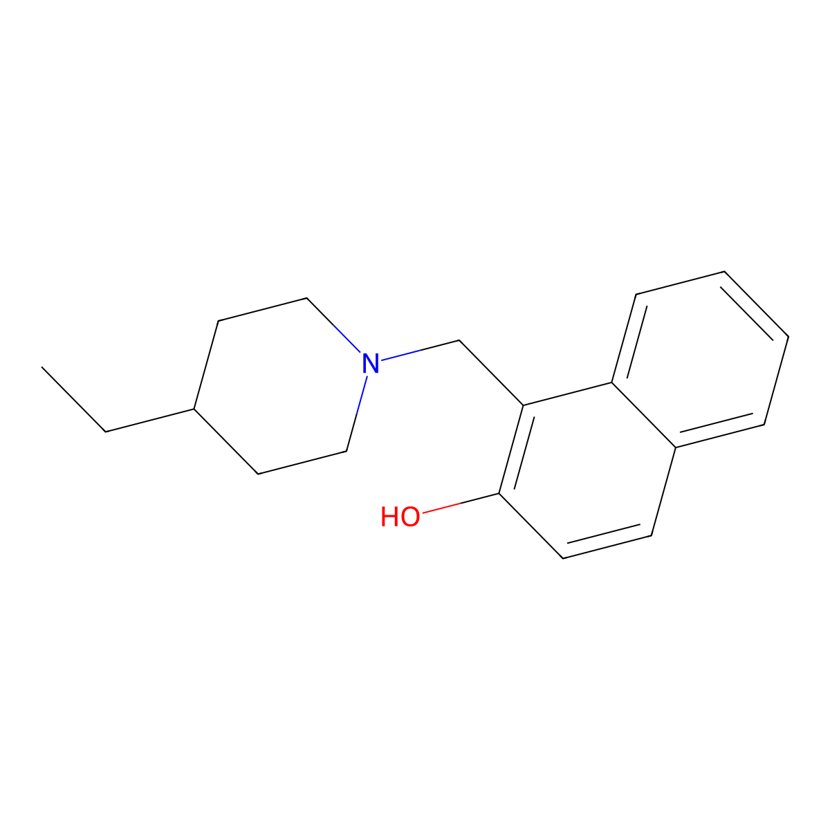 2-Naphthol, 1-((4-ethylpiperidino)methyl)- molecular structure, CAS 101781-40-2