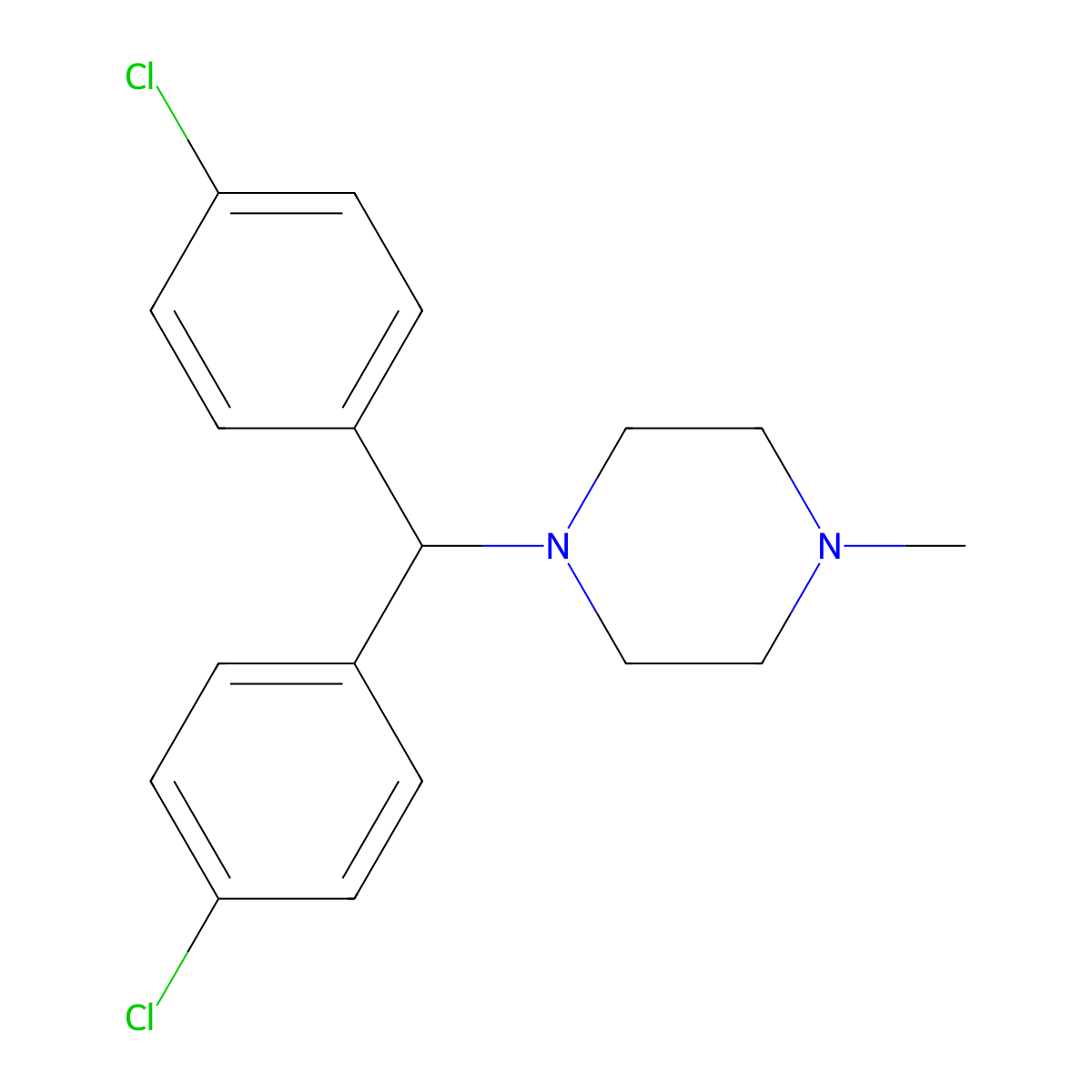 1-(Bis(4-chlorophenyl)methyl)-4-methylpiperazine molecular structure, CAS 101784-44-5
