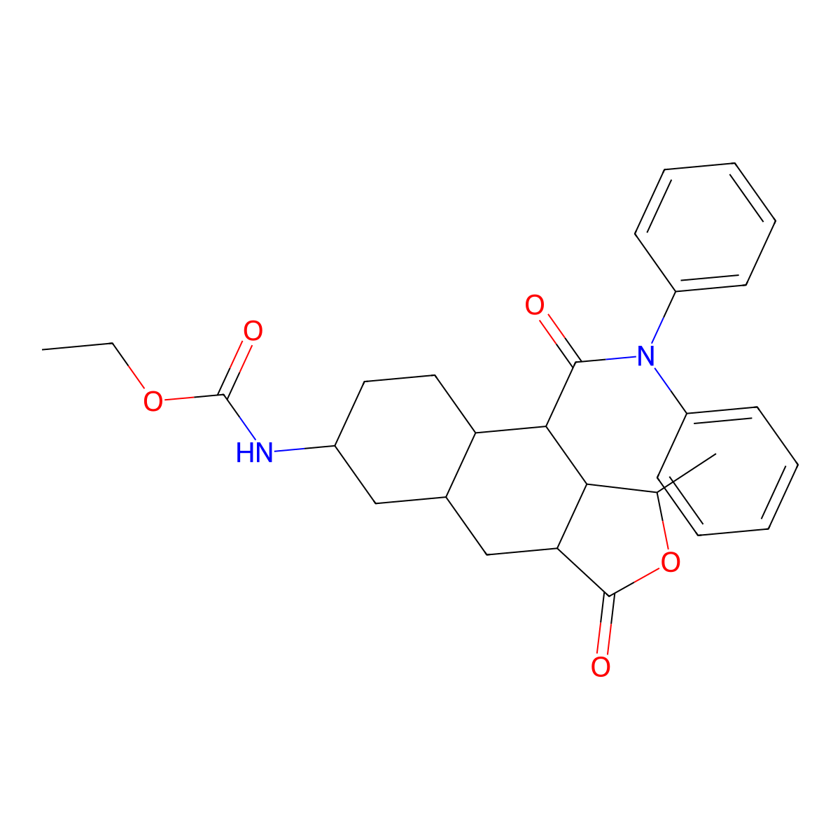 Ethyl((1R,3aR,4aR,6R,8aR,9S,9aS)-9-(diphenylcarbamoyl)-1-methyl-3-oxododecahydronaphtho[2,3-c]furan-6-yl)carbamate molecular structure, CAS 1017854-17-9