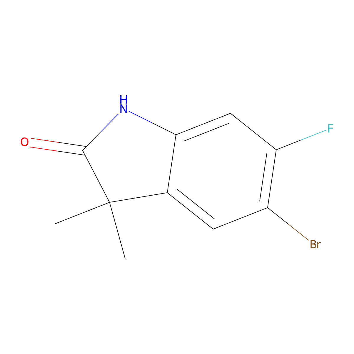 5-Bromo-6-fluoro-3,3-dimethyl-1,3-dihydroindolin-2-one molecular structure, CAS 1017860-04-6
