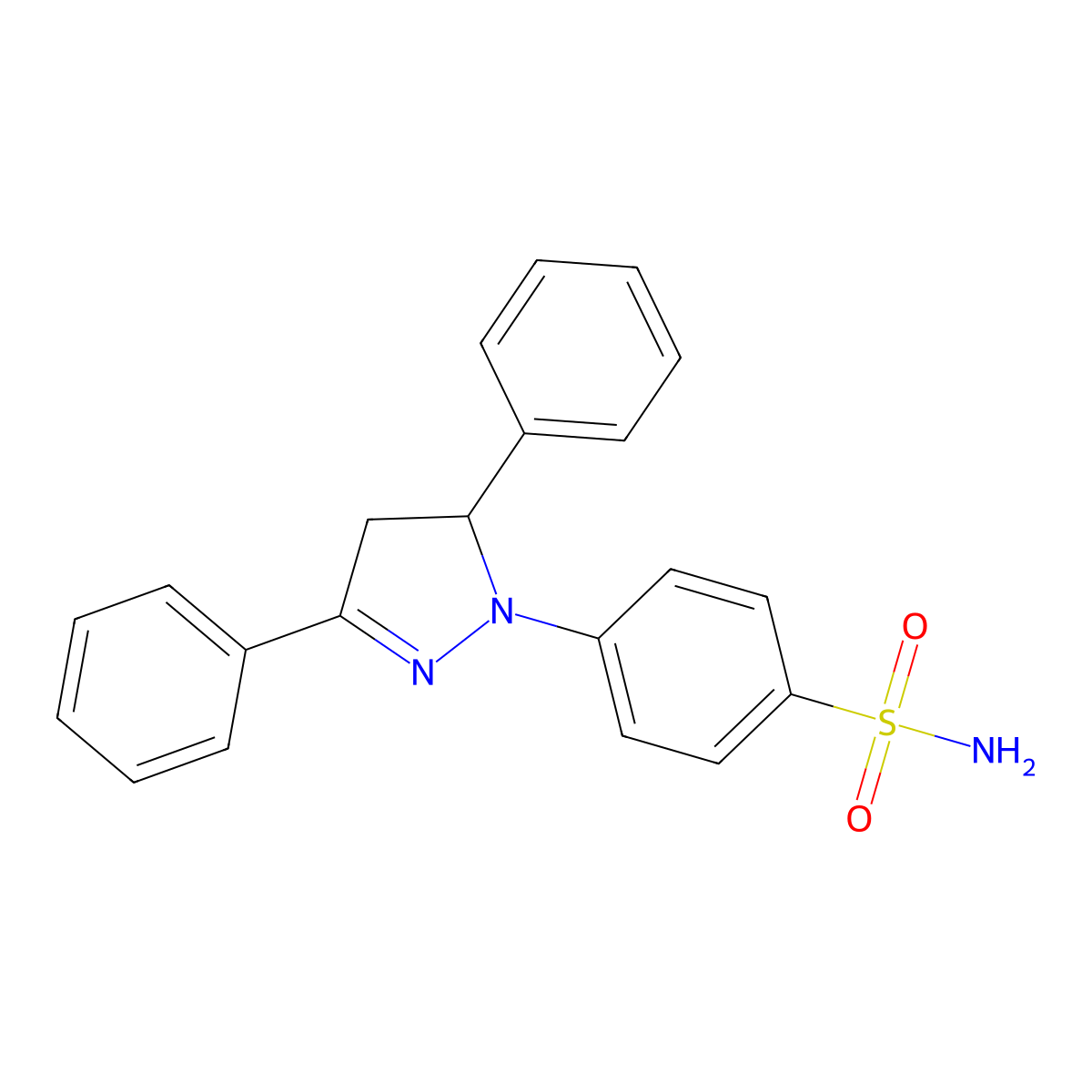 4-(3,5-diphenyl-4,5-dihydro-1H-pyrazol-1-yl)benzenesulfonamide molecular structure, CAS 10179-57-4