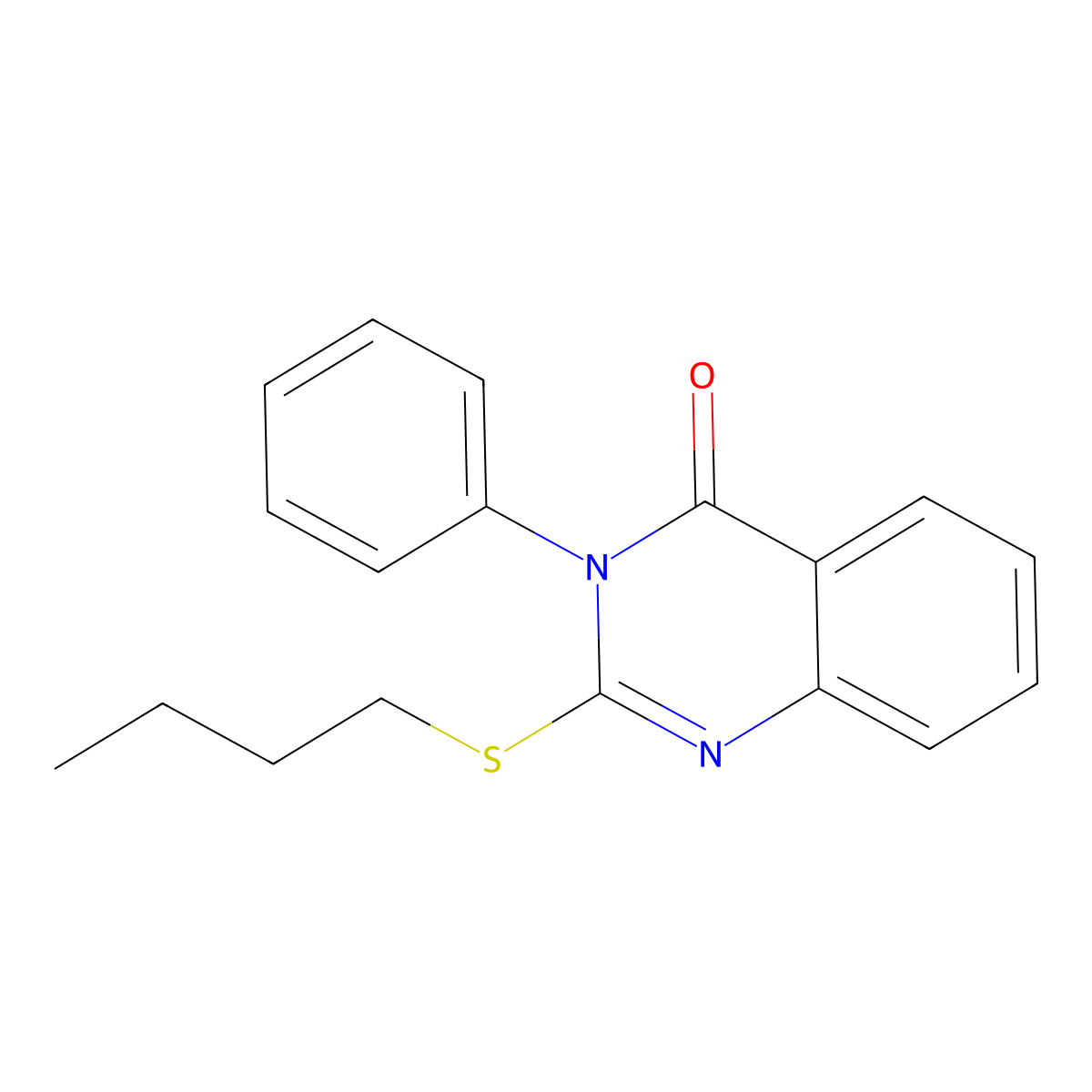 2-Butylsulfanyl-3-phenylquinazolin-4-one molecular structure, CAS 101792-82-9