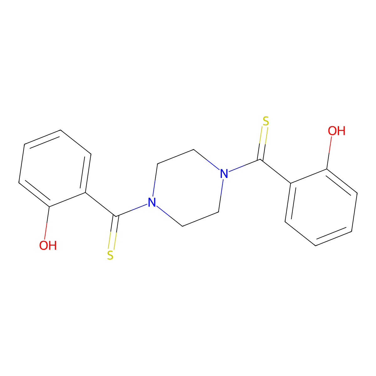 (2-Hydroxy-phenyl)-[4-(2-hydroxy-thiobenzoyl)-piperazin-1-yl]-methanethione molecular structure, CAS 101793-38-8