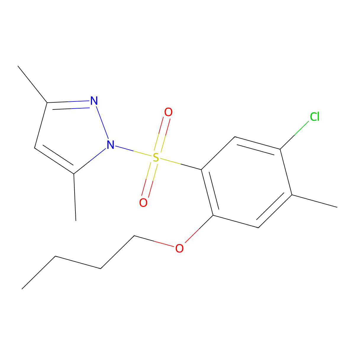 1-[(3,5-Dimethylpyrazolyl)sulfonyl]-2-butoxy-5-chloro-4-methylbenzene molecular structure, CAS 1017978-28-7