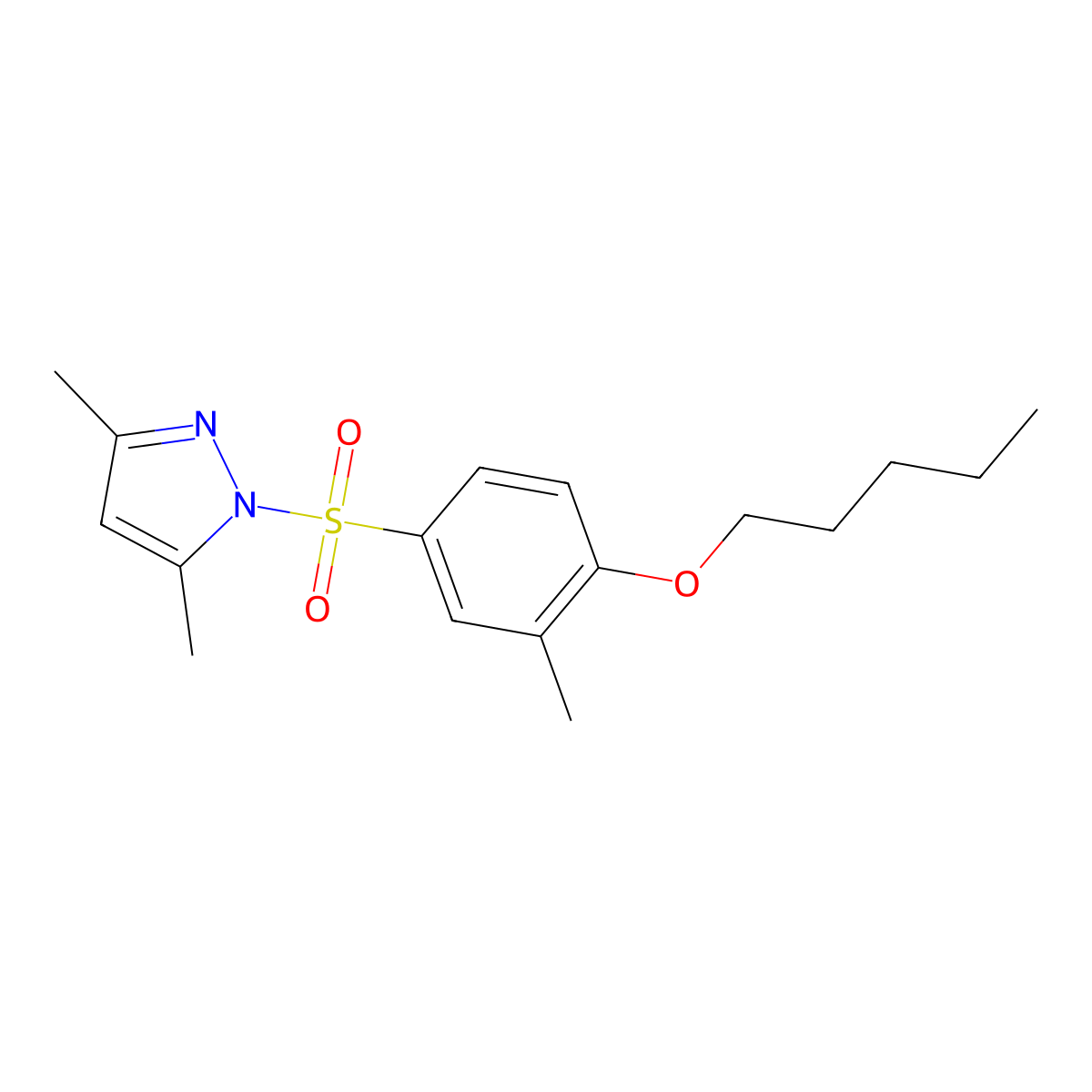 3,5-Dimethyl-1-[(3-methyl-4-pentyloxyphenyl)sulfonyl]pyrazole molecular structure, CAS 1017978-51-6