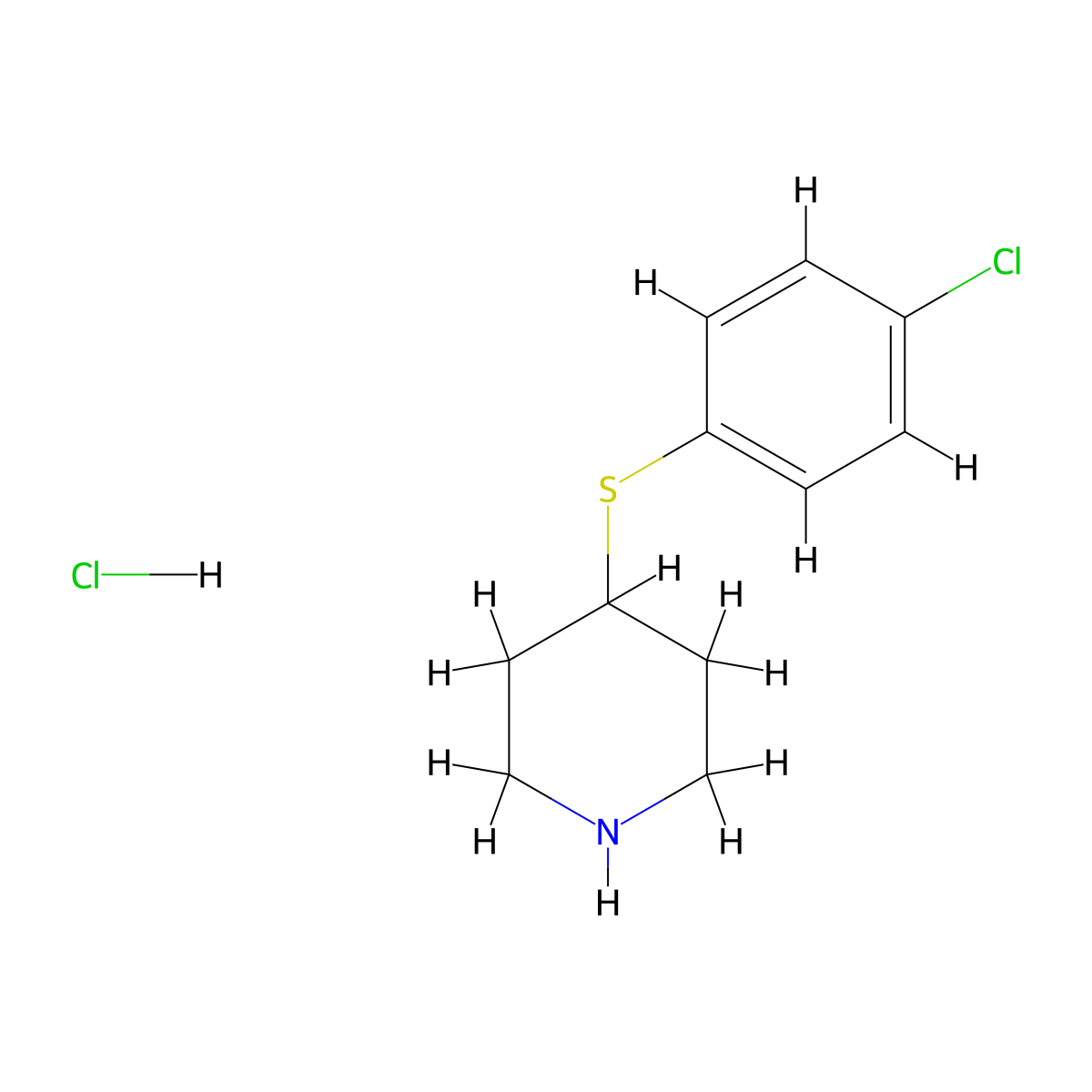 4-((4-Chlorophenyl)thio)piperidine hydrochloride molecular structure, CAS 101798-64-5
