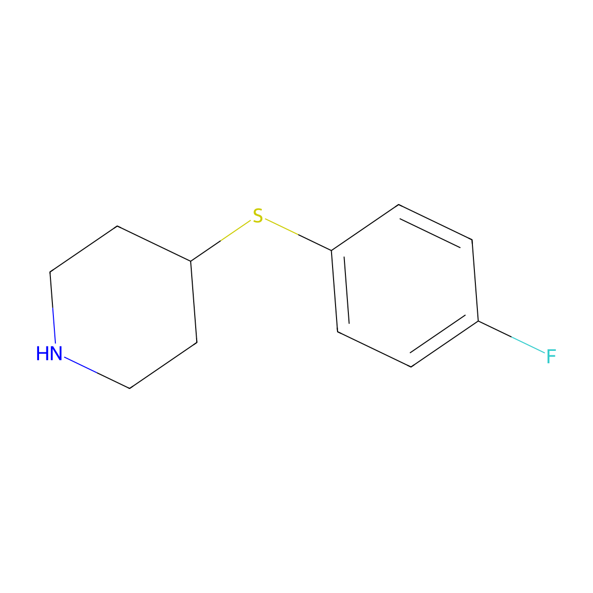 Piperidine, 4-[(4-fluorophenyl)thio]- molecular structure, CAS 101798-75-8