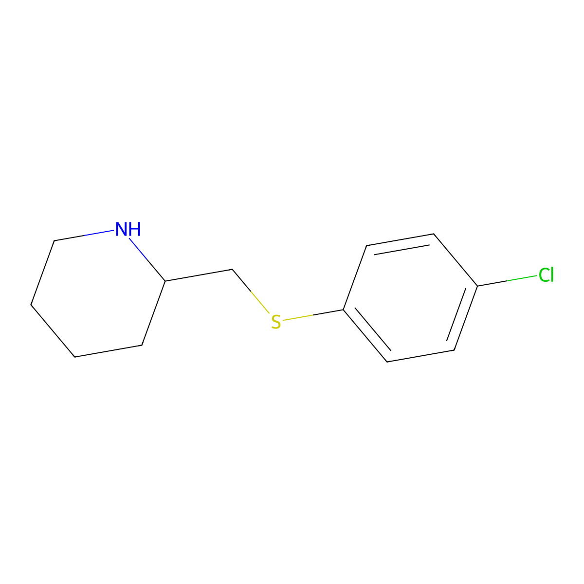 2-{[(4-Chlorophenyl)sulfanyl]methyl}piperidine molecular structure, CAS 101798-77-0