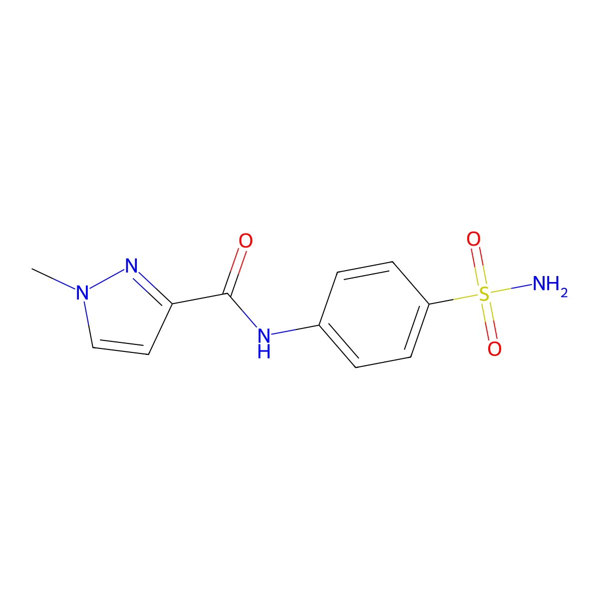 1-methyl-N-(4-sulfamoylphenyl)-1H-pyrazole-3-carboxamide molecular structure, CAS 1017983-66-2