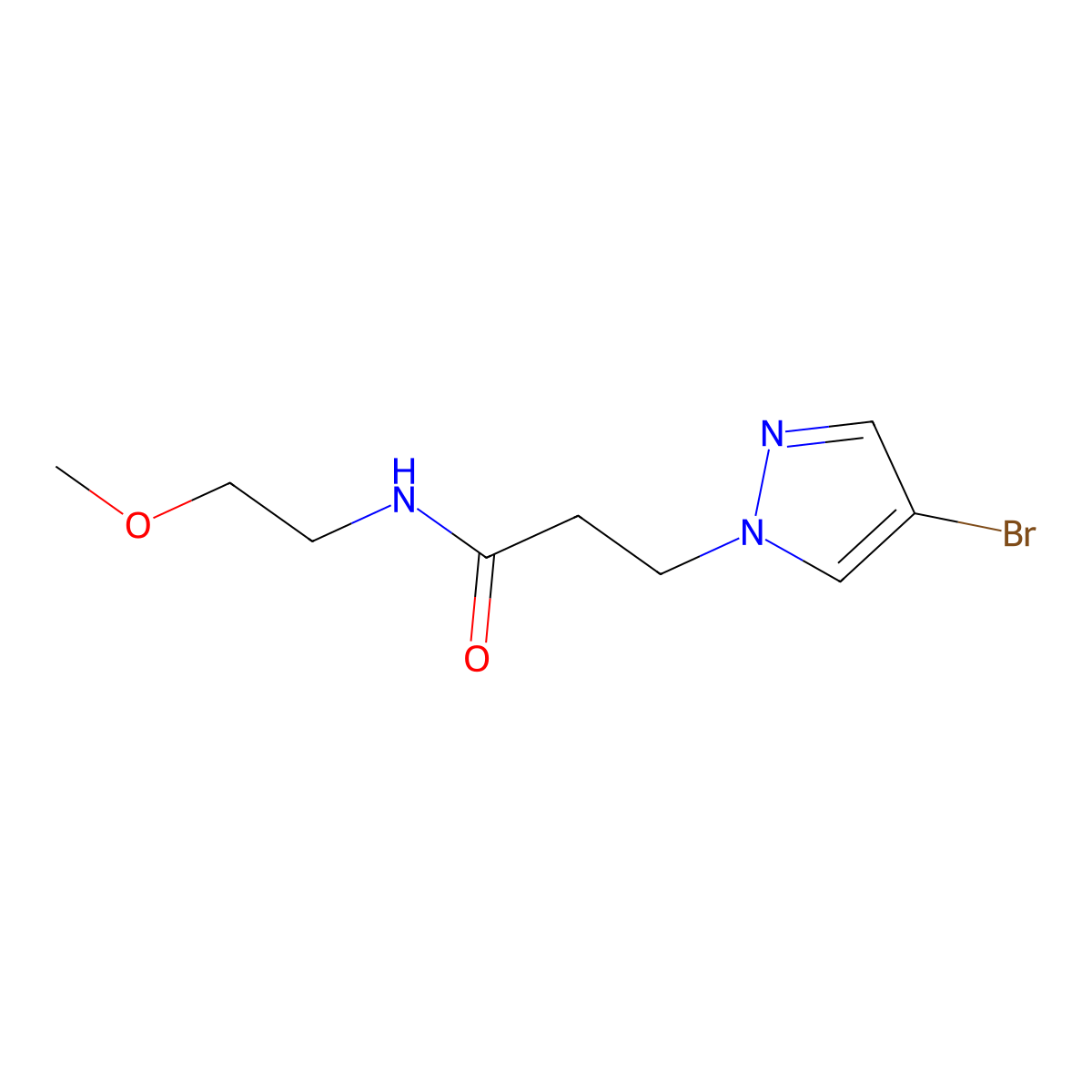 3-(4-Bromo-1H-pyrazol-1-yl)-N-(2-methoxyethyl)propanamide molecular structure, CAS 1017993-77-9