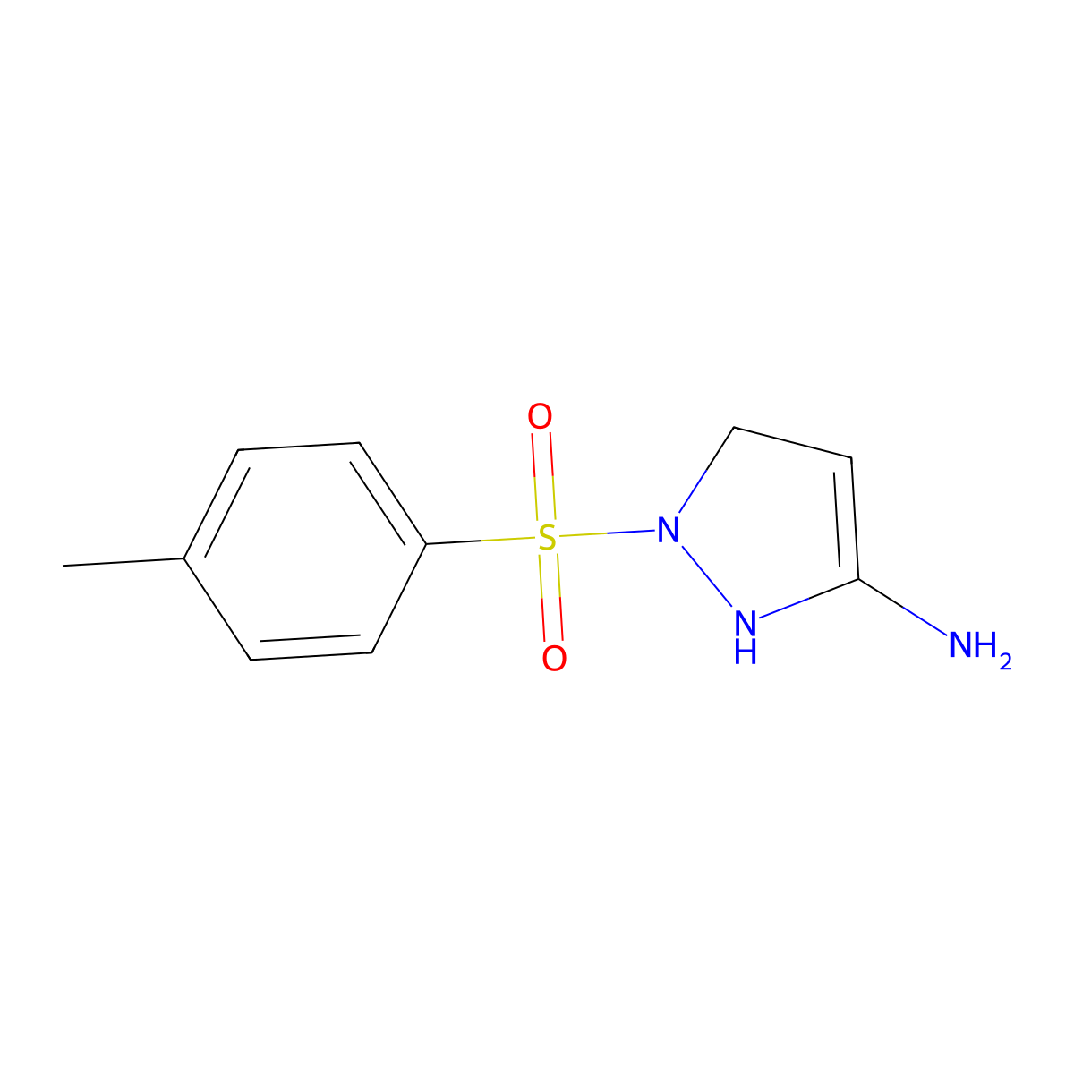 2,5-Dihydro-1-((p-tolyl)sulphonyl)-1H-pyrazol-3-amine molecular structure, CAS 1018-36-6
