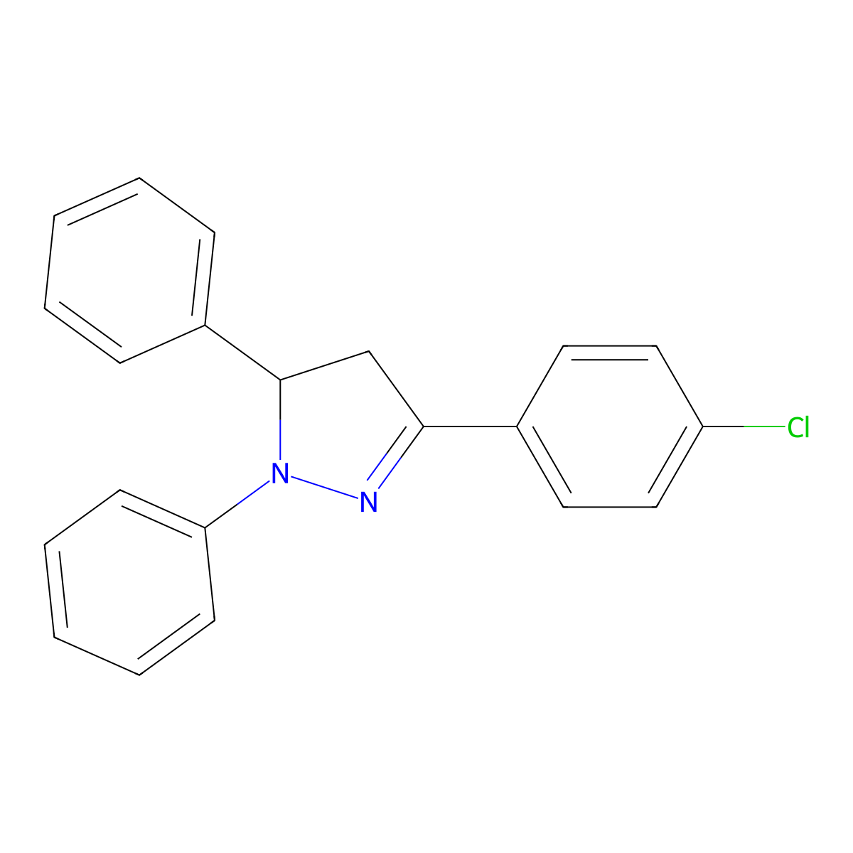 3-(4-Chlorophenyl)-4,5-dihydro-1,5-diphenyl-1H-pyrazole molecular structure, CAS 10180-02-6