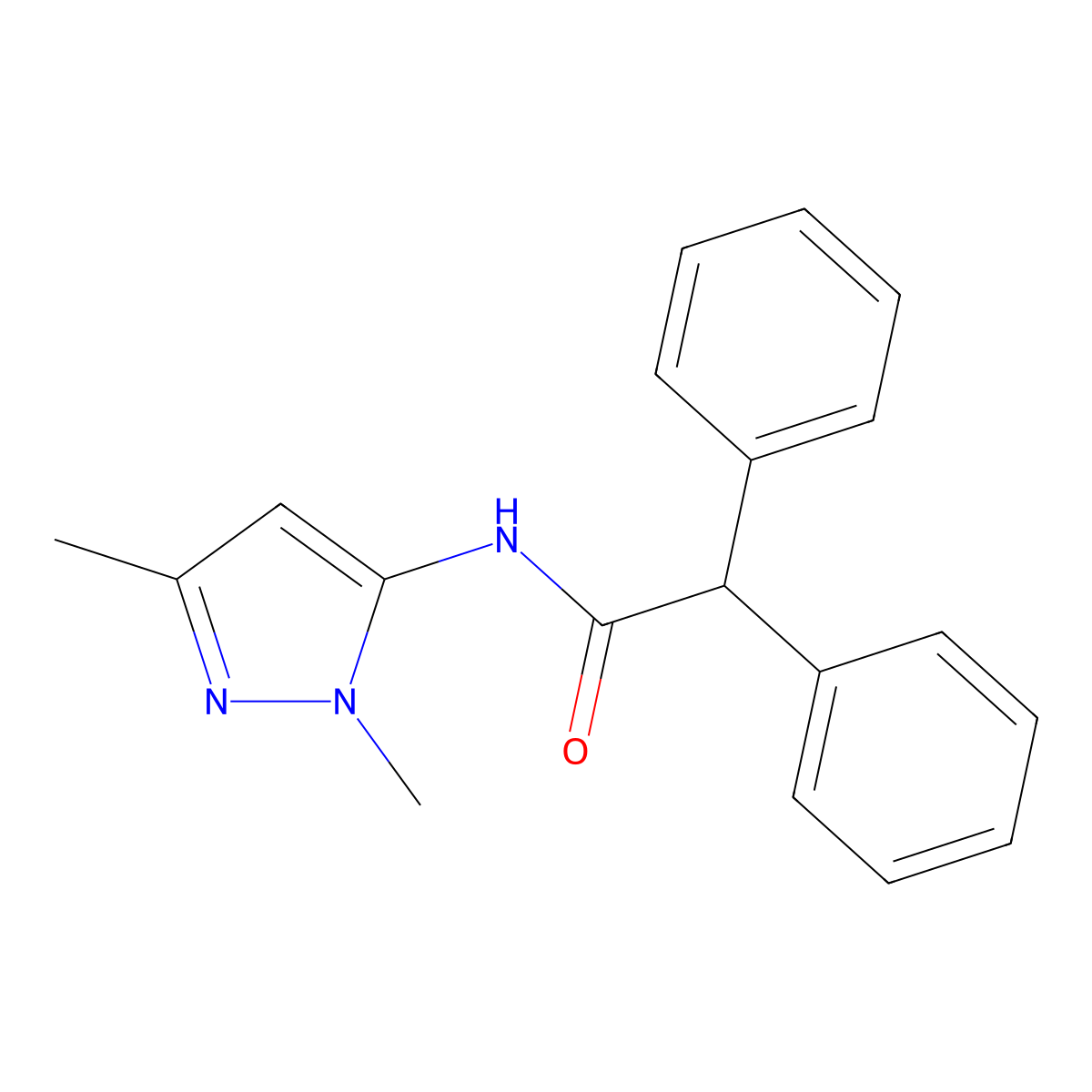 N-(1,3-dimethyl-1H-pyrazol-5-yl)-2,2-diphenylacetamide molecular structure, CAS 1018002-51-1