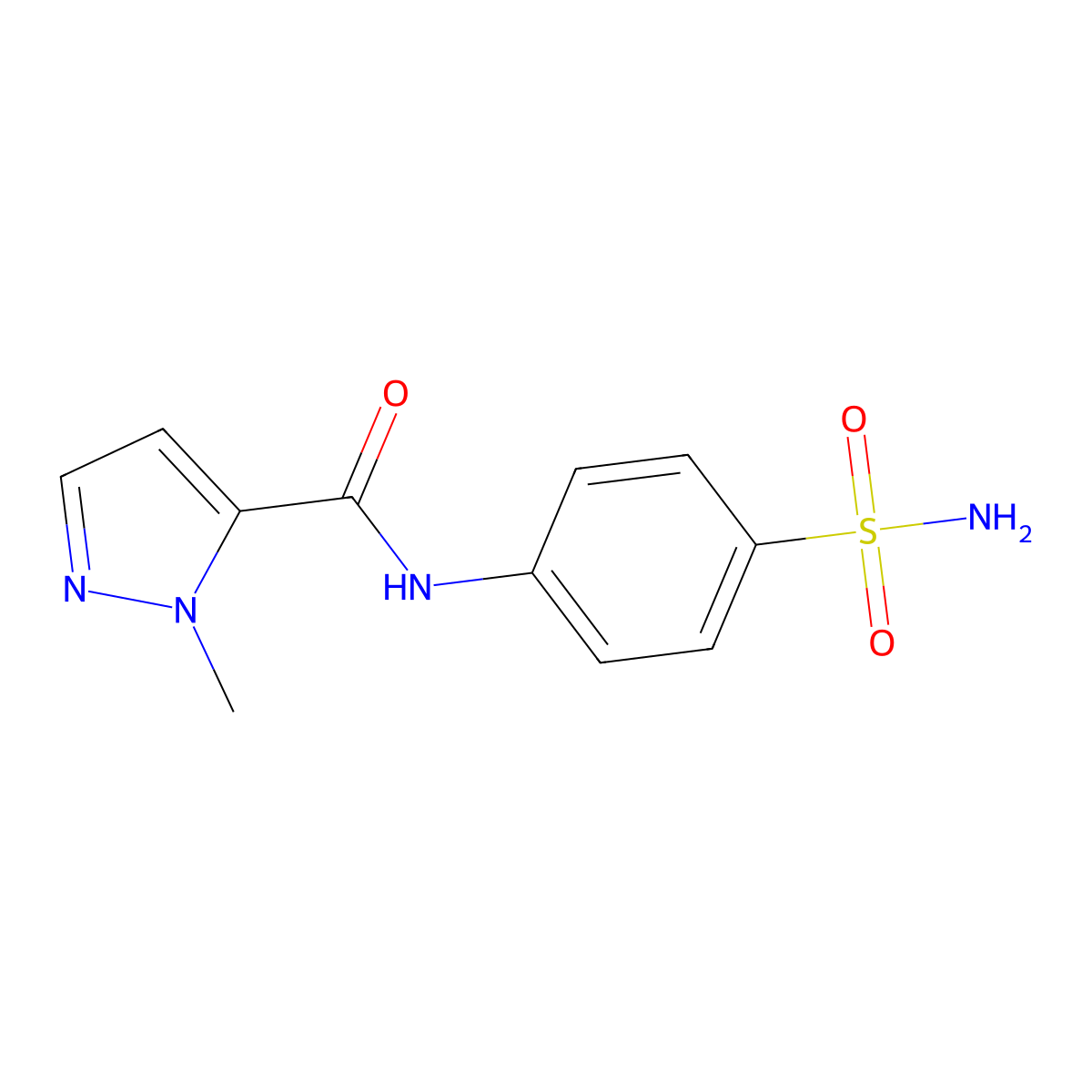 1-methyl-N-(4-sulfamoylphenyl)-1H-pyrazole-5-carboxamide molecular structure, CAS 1018016-55-1