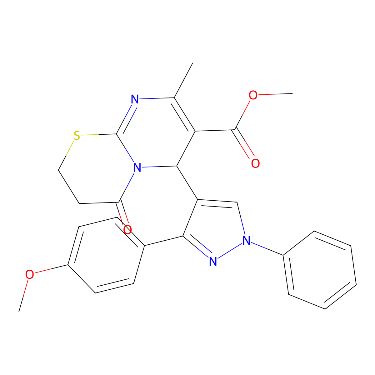 methyl 6-[3-(4-methoxyphenyl)-1-phenyl-1H-pyrazol-4-yl]-8-methyl-4-oxo-3,4-dihydro-2H,6H-pyrimido[2,1-b][1,3]thiazine-7-carboxylate molecular structure, CAS 1018024-85-5
