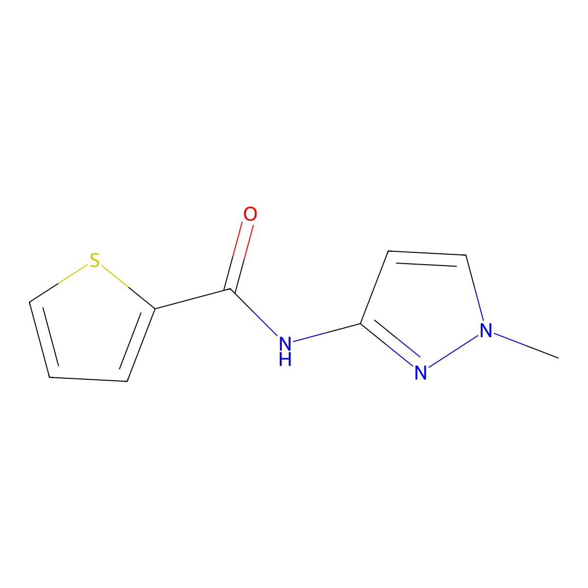 N-(1-methyl-1H-pyrazol-3-yl)thiophene-2-carboxamide molecular structure, CAS 1018034-01-9