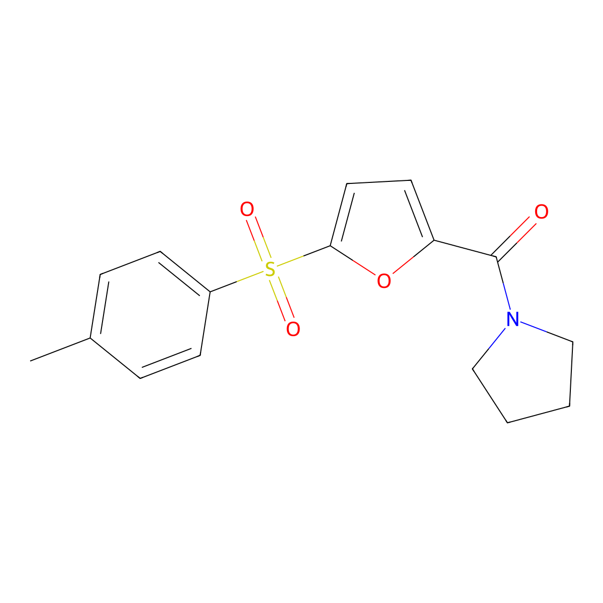 {5-[(4-Methylphenyl)sulfonyl]furan-2-yl}(pyrrolidin-1-yl)methanone molecular structure, CAS 1018042-60-8