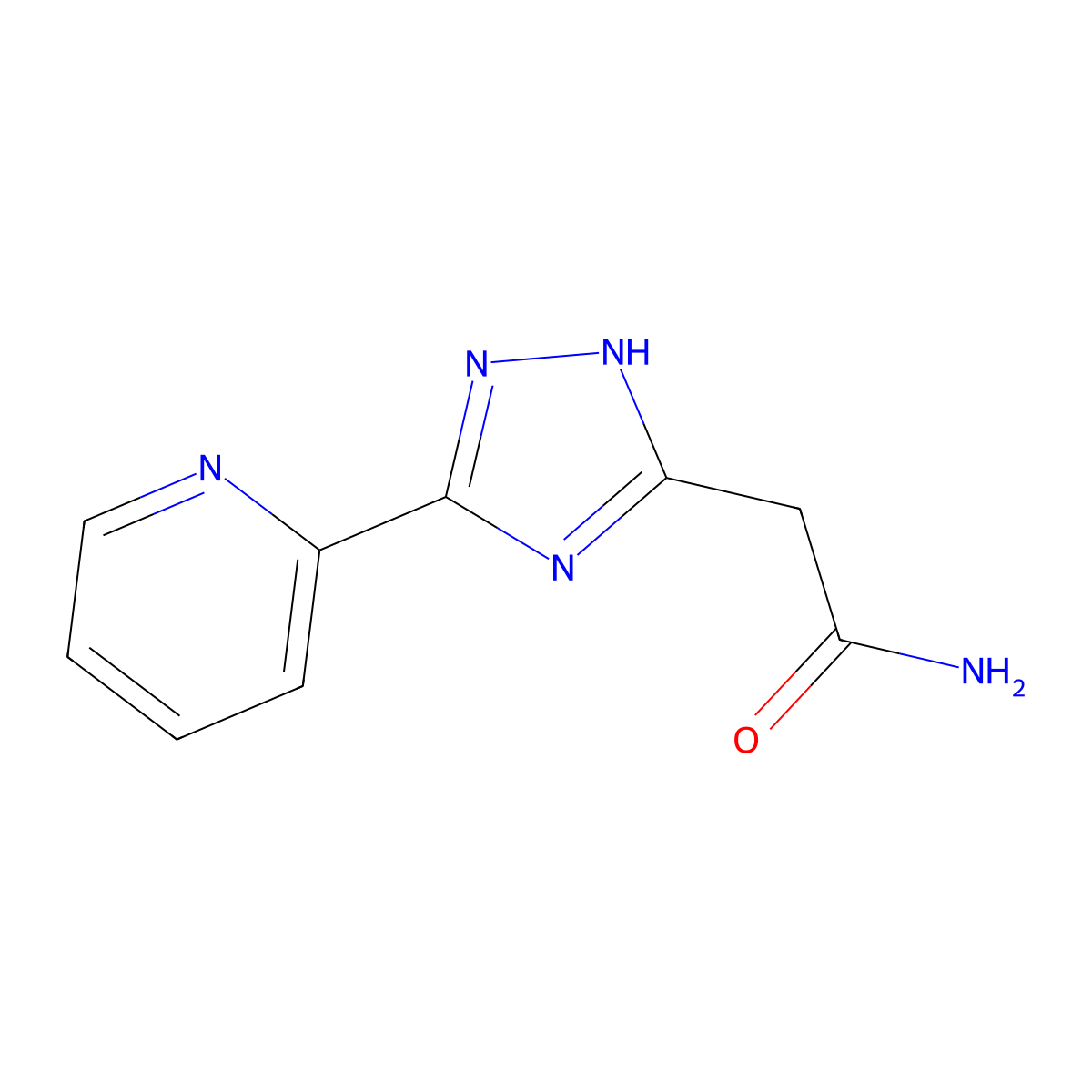 2-(3-(pyridin-2-yl)-1H-1,2,4-triazol-5-yl)acetamide molecular structure, CAS 1018044-72-8