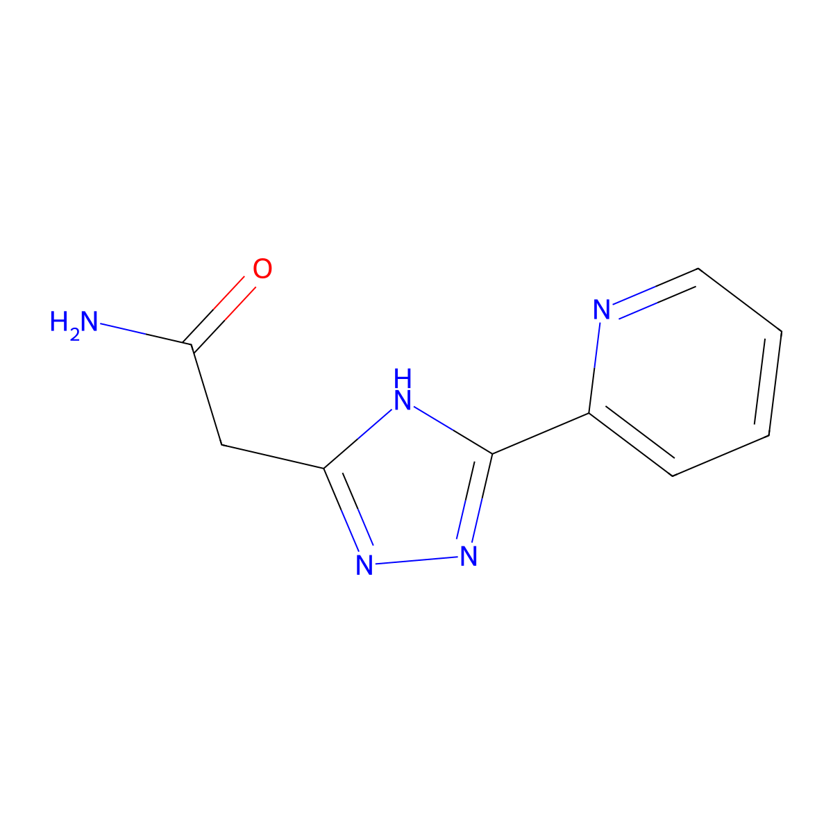 2-(3-(pyridin-2-yl)-1H-1,2,4-triazol-5-yl)acetamide molecular structure, CAS 1018044-72-8