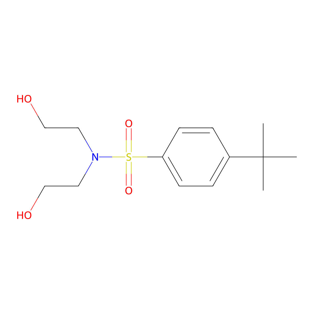 Bis(2-hydroxyethyl){[4-(tert-butyl)phenyl]sulfonyl}amine molecular structure, CAS 1018045-59-4